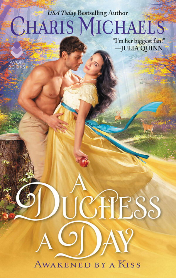The. final cover with the title A Duchess a Day by Charis Michaels on top of the painting images 