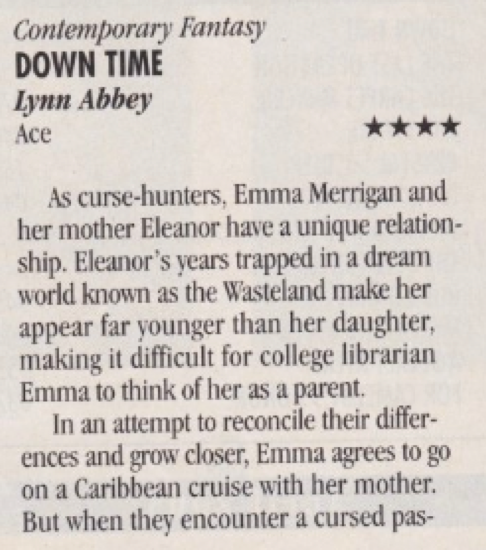 As curse-hunters, Emma Merrigan and her mother Eleanor have a unique relation-ship. Eleanor's years trapped in a dream world known as the Wasteland make her appear far younger than her daughter, making it difficult for college librarian Emma to think of her as a parent. In an attempt to reconcile their differences and grow closer, Emma agrees to go on a Caribbean cruise with her mother. But when they encounter a cursed pas-