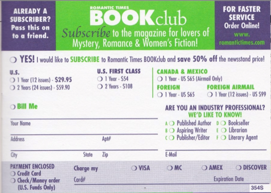 The mail in postcard to subscribe to RT includes a space for you to write your credit card number on the bottom and just...drop it in the mailbox? AS IF. 