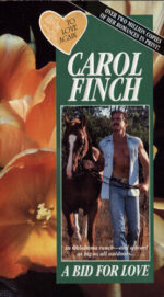 A Bid for Love features a close up of a flower with a photo of a white man with a mustache of course leading a horse. The man is wearing a sleeveless denim shirt open with bare chest underneath and jeans with a giant belt buckle