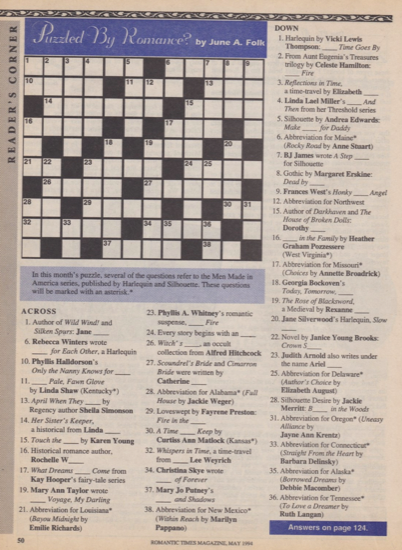 A romance novel crossword puzzle!