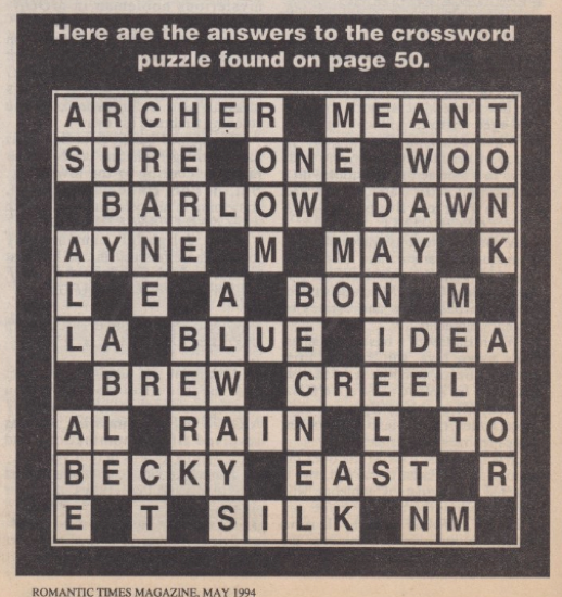 The answer key for the crossword