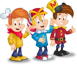 An illustration of snap cracke and pop from Rice Krispies