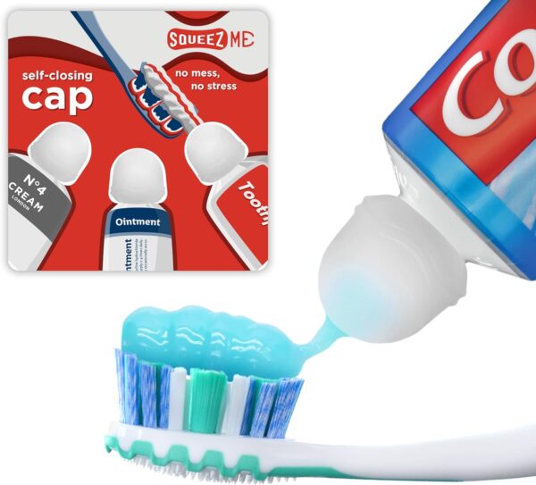 Toothpaste caps that self close after dispensing toothpaste