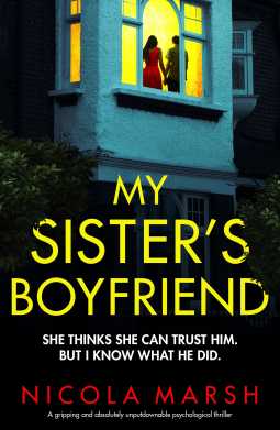 my sister's boyfriend two figures silhouetted in yellow light in a blue tinged window with the title in yellow 