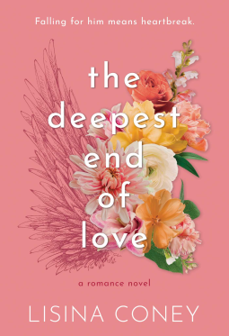 The deepest end of love - a butterfly that is half flowers and half illustrated wings against a rose pink background 