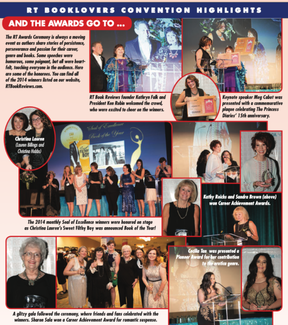 Images from the RT awards ceremony include Meg Cabot getting a commemorative plaque celebrating 15 years of the Princess Diaries. The seal of excellent winner was Sweet Filthy Boy