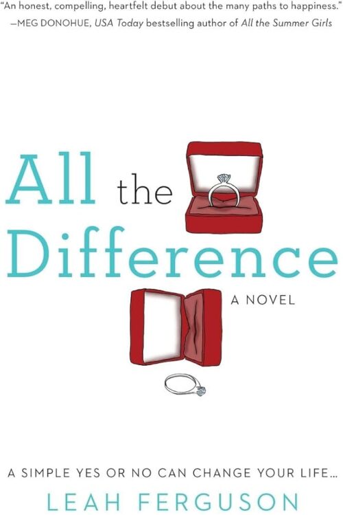 An illustration of an engagement ring in a red box, and below it is the box on tis side with the ring spilled out. The title is in teal blue and the entire cover is a white background 