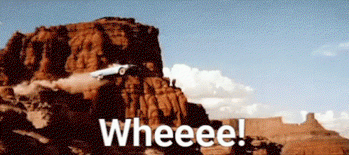 A car drives off a cliff