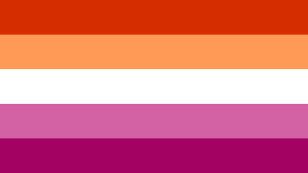 Lesbian Pride Flag - red orange at the top making a gradient to white in the middle and purple on the bottom