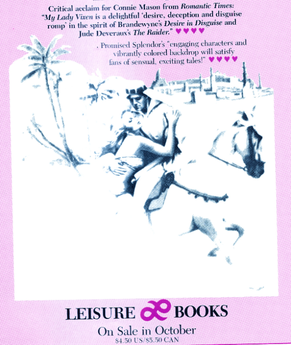 A very washed out image of the cover art from Connie Mason's latest. it's barely visible. 