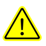 A yellow triangle with an exclamation point in the middle