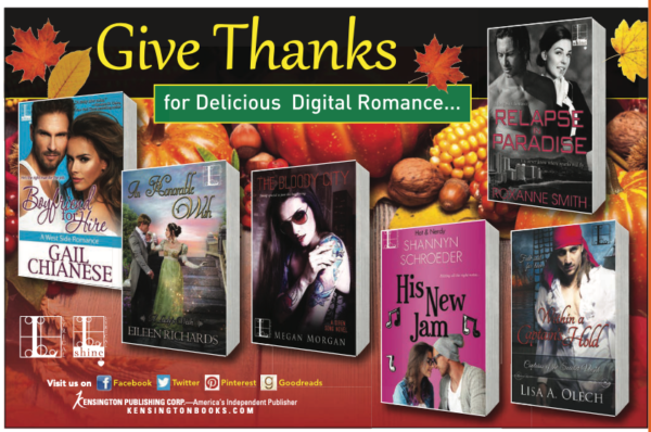 Give Thanks for delicious digital romance with a bunch of truly terrible covers 