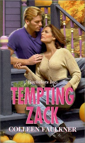 Tempting Zack - an illustration of a woman in a beige vneck sitting on some porch steps against the legs of a guy in a purple polo shirt who has blonde hair