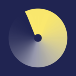 The icon image for the Visible app - a circle almost like a radar arm sweeping 360 degrees and as the circle moves from 11 on the clock it starts out yellow then fades to dark blue