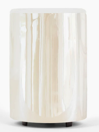 An opalescent glazed cylindrical wax warmer 