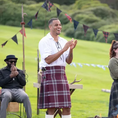 Grant wears a kilt