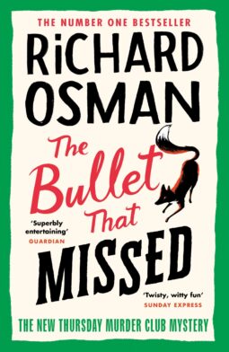 The bullet that missed - black and red drawn letters with a green border