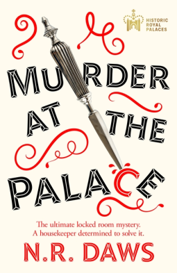 Murder at the Palace by NR Daws - red and black lettering on a cream background with a knife diagonal across the page 