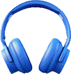 Blue padded over hear headphones