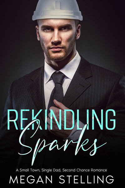 Rekindling Sparks by Megan Stelling. A man in a suit is wearing a photoshopped white hardhat.