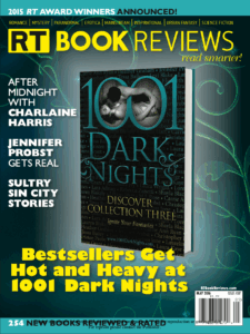 RT Book Reviews May 2016 - 1001 Dark Nights is on the cover with the head line Bestsellers get hot and heavy with 1001 Dark Nights
