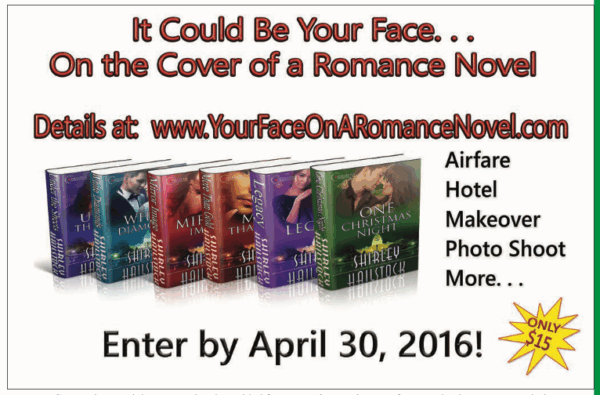 It could be your face on the cover of a romance novel. Details at www.YourFaceOnaRomanceNovel.com. Airfare. Hotel. Makeover. Photo Shoot. More. Only $!5 to enter. WTF.