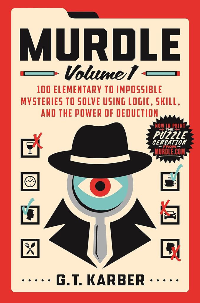 A book with the cover that looks like a manila folder with a magnifying class wearing a gumshoe uniform.
