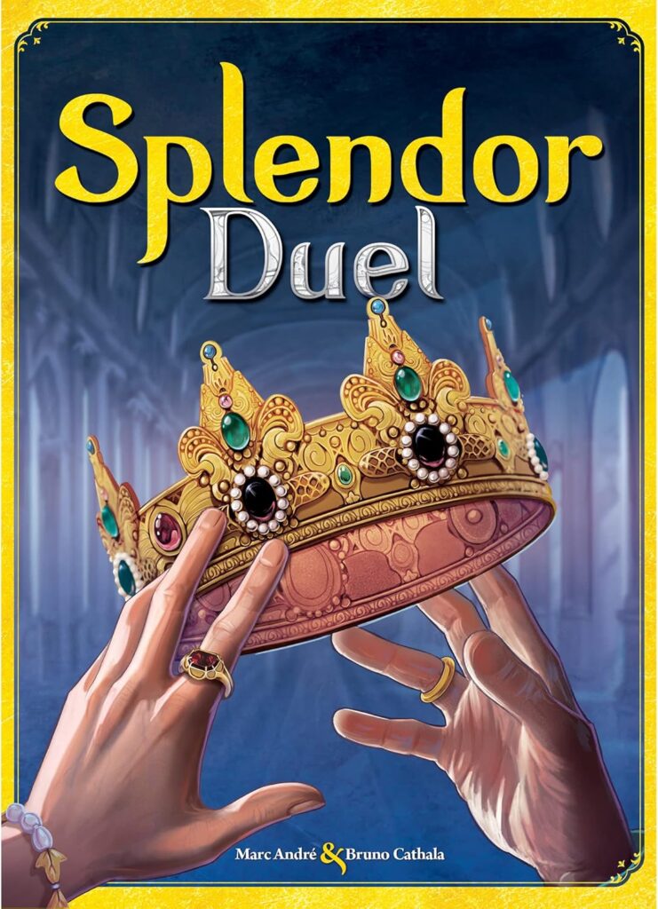 A board game with the image of two hands reaching for a jeweled crown.