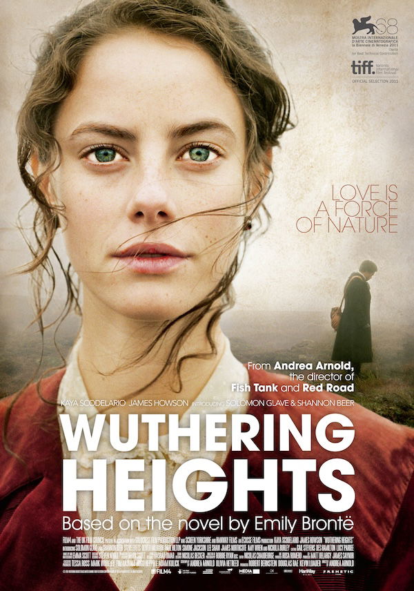 A close up of Kaya Scodelario on the poster for the WH adaptation by Andrea Arnold, starring Kaya and James Howson