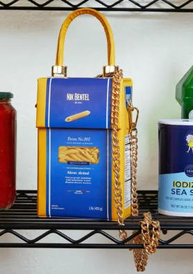 A promo image of the original Bentel Studio bag, which looked a lot like De Cecco Pasta. 