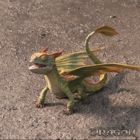 A small green dragon from How to Train Your Dragon live action