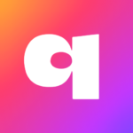 The quinn logo: A lower case Q against a background gradient from orange to pink to purple to blue it's very lesbian flag and bisexual flag coded