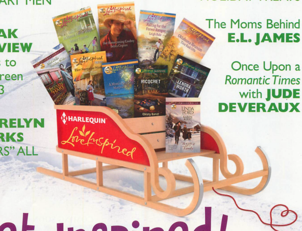 A close up of the cover image showing a red sleigh in snow but the tracks don't line up, and a stack of books fanning out from the sled that are clearly only 2 dimensional. it's a weird stock image, is what I'm saying