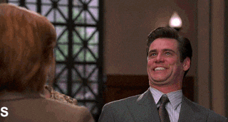 Jim Carey speaks gibberish with a subtitle of nonsense