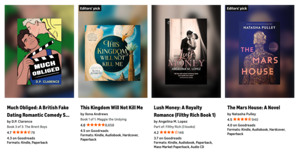 A screenshot of the list of your favorites in a storefront including Much Obliged, This Kingdom Will not Kill me, and Lush Money