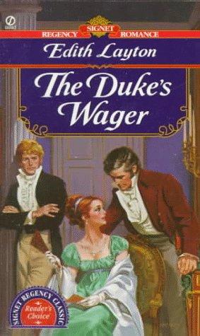 The Duke's Wager - A blonde man sullenly watching a dark haired man paying attention to a young woman in a chair 