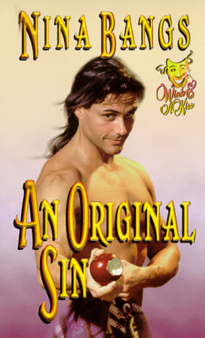 How bout them apples? John de salvo is looking up at you with a long mullet and a smile, shirtless holding out an apple that has a bite out of it.